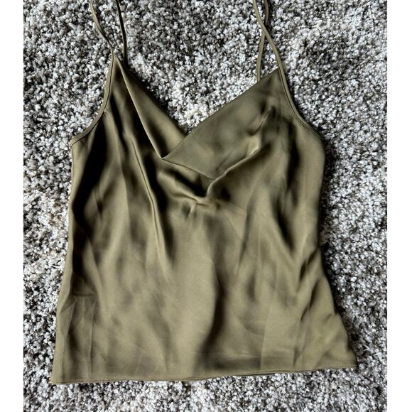 Ramy Brooks NWT Abigail Olive Green Cowl Neck Satin Tank Top Cami size Medium - Picture 2 of 9